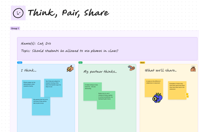 think, share, pair template screenshot
