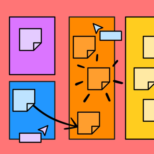 rectangle diagram with sticky notes and FigJam's collaboration tools
