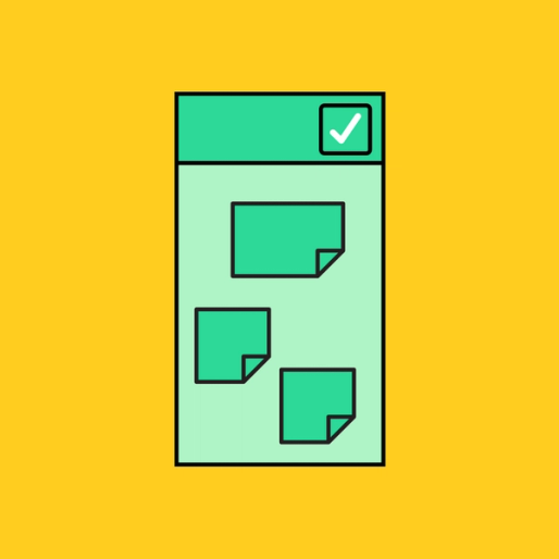 green rectangle with green sticky notes overlayed on top over a yellow background