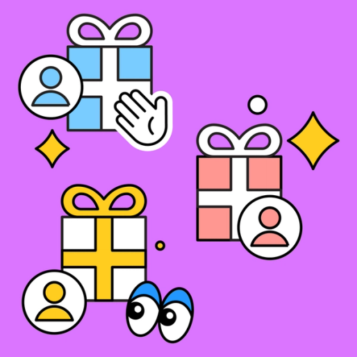 three gift boxes with fun emojis and FigJam's collaboration tools