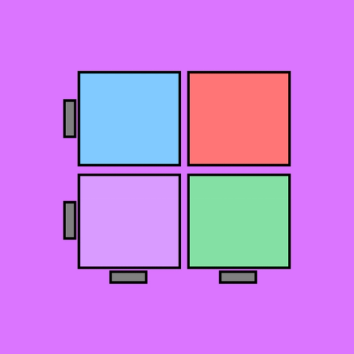 four colorful squares with text boxes located on the Y and X axis