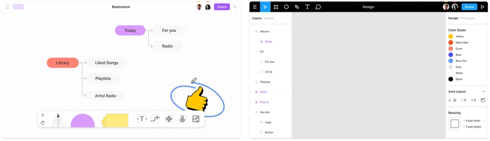 FigJam and Figma product windows