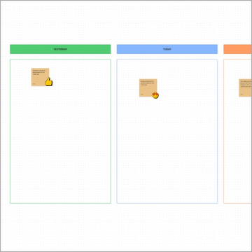 Example template for a team standup with multiple columns for status