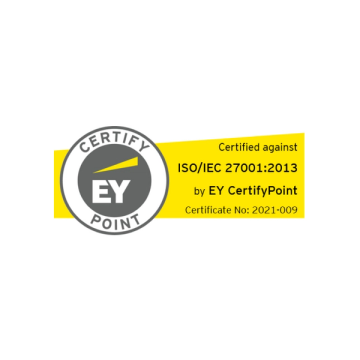 Certification ISO/IEC 27001:2013 par EY CertifyPoint, N° de certificat : 2021-009