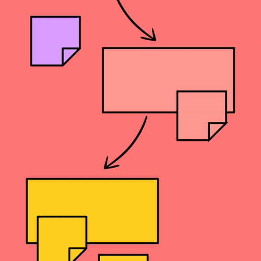 red rectangle with an arrow pointing to a yellow rectangle