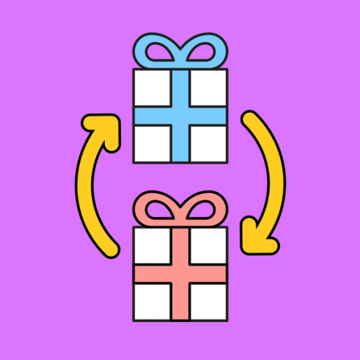 two gifts with arrows indicating a swap