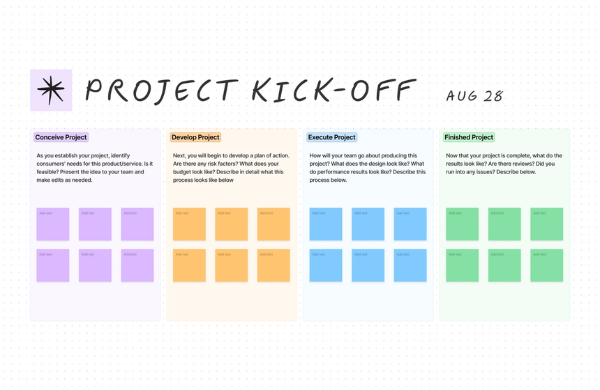 A template designed to define project goals, assign responsibilities, and align on deadlines