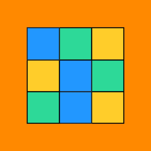 nine-square grid with yellow, green, and blue squares