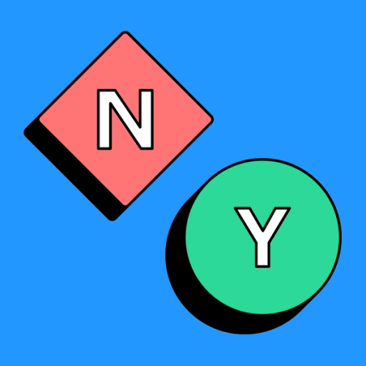 the letter N on a red diamond shape and the letter Y on a green circle 