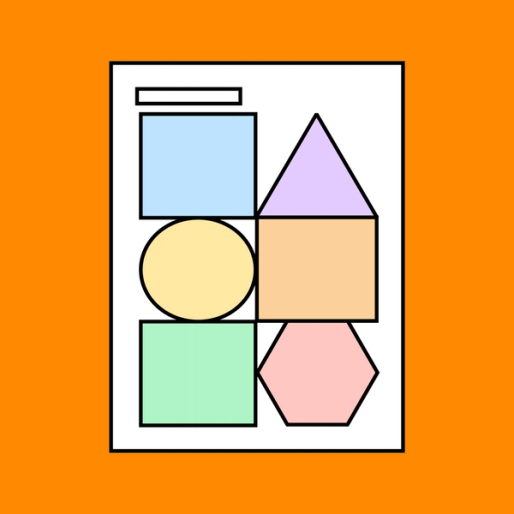 various shapes stacked up on an orange background