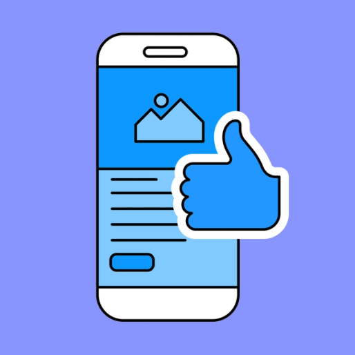 iphone mockup screen with blue thumbs up emoji