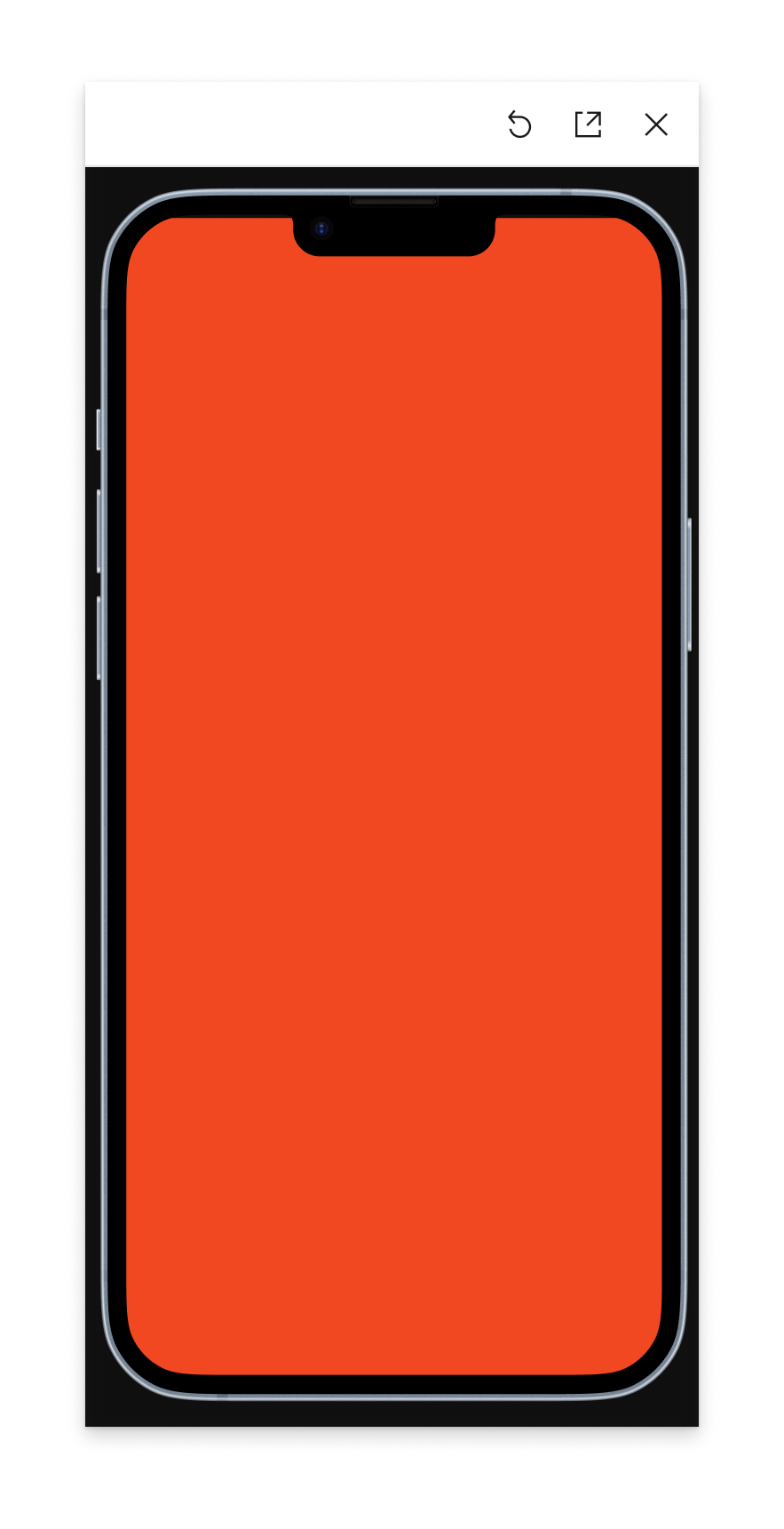 A smartphone interface with the entire screen filled in red, likely representing a placeholder or a selected area for design purposes, framed within the inline preview.