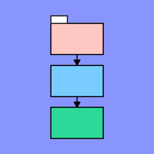 three red, blue and green documents with arrows pointing to each document over a purple background