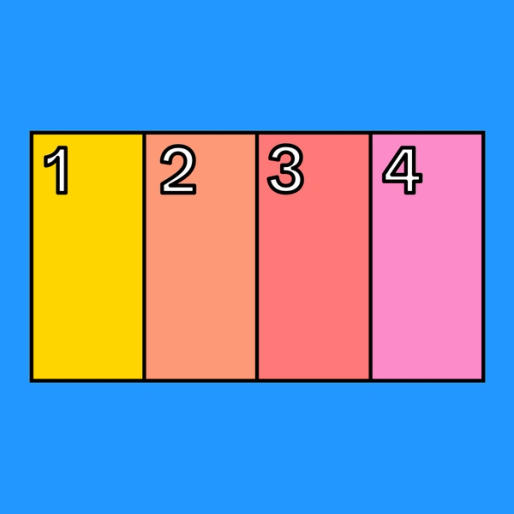 four rectangles numbered in consecutive order