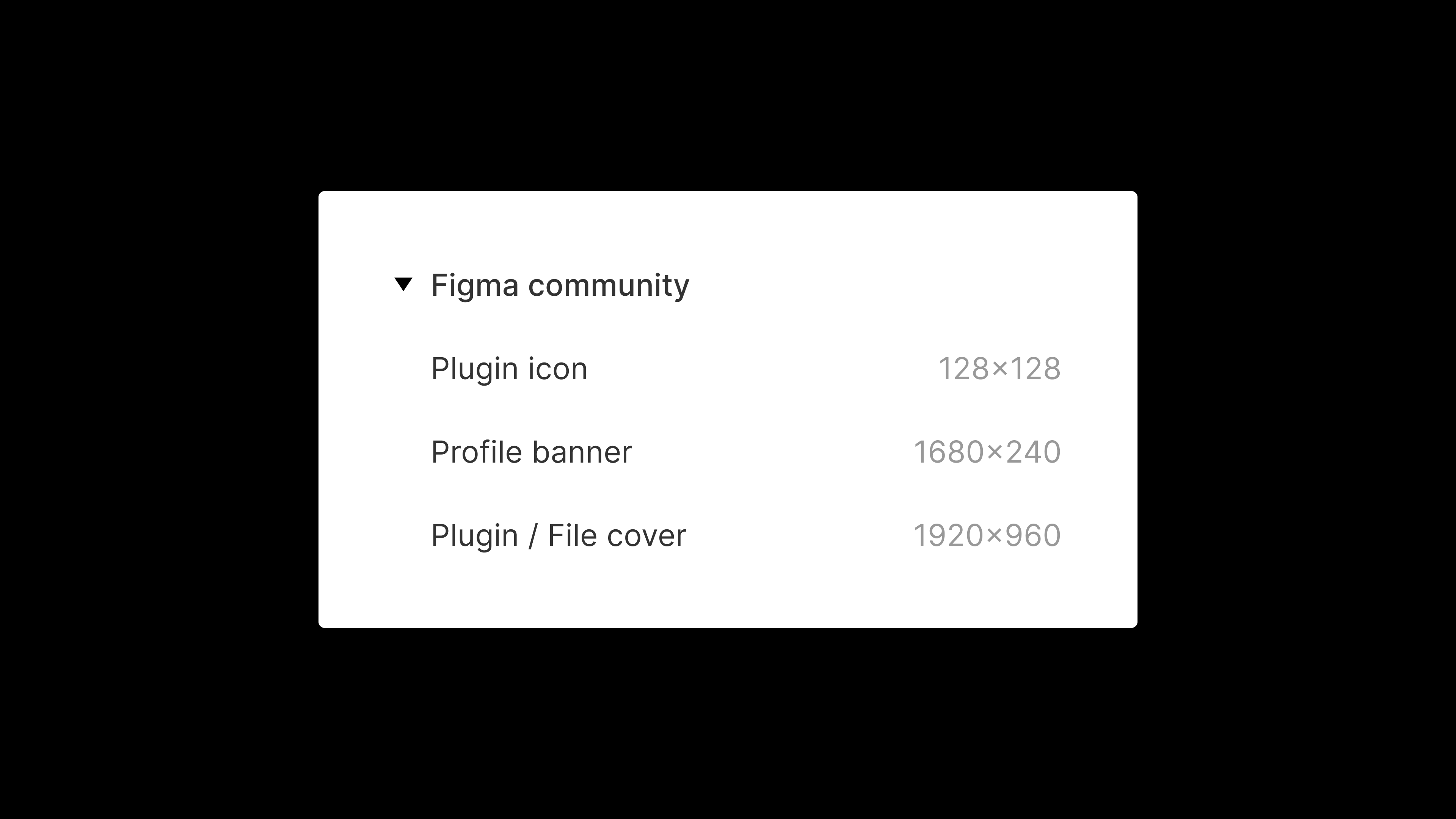 A screenshot of the Figma frame size options for "Figma community."