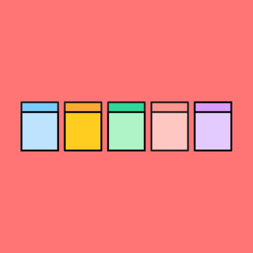 five colorful rectangles in a row