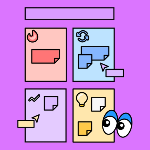 four colored rectangles with FigJam's collaboration tools