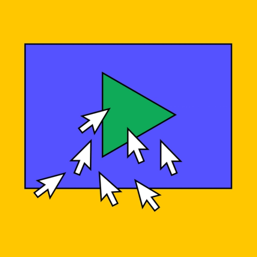 Illustration of arrow cursors clicking on a triangle