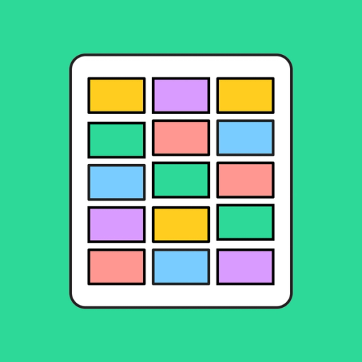 fifteen multicolored rectangles in five rows