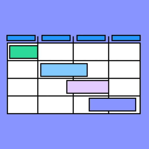 simple gantt chart with four rows