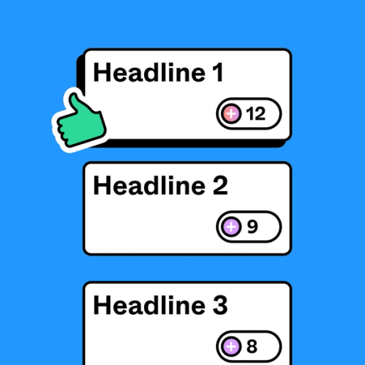 three white rectangle shapes labeled Headline 1, Headline 2 and Headline 3