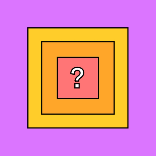 three rectangles overlapping on each other with a question mark in the middle