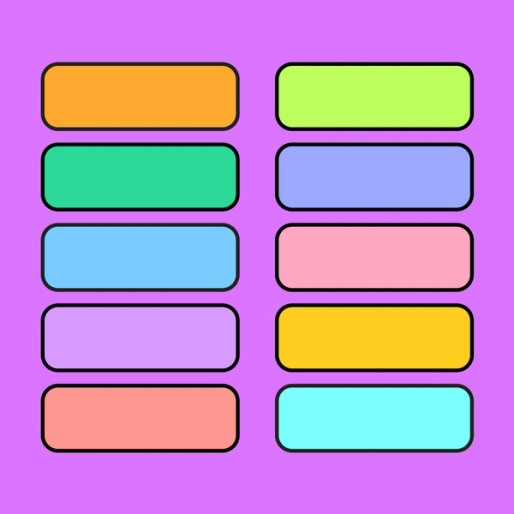 ten colorful rectangles with rounded edges in two columns