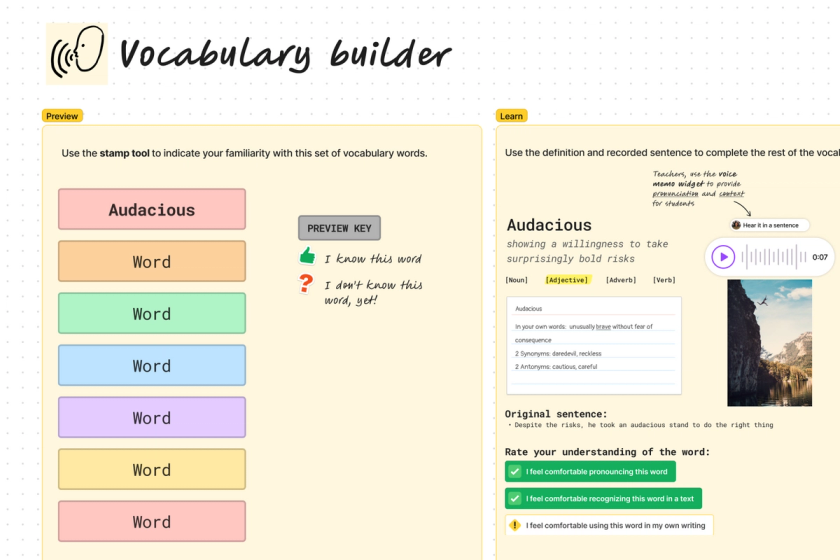 vocabulary builder template screenshot