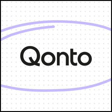 Qonto logo on FigJam whiteboard linking to customer story