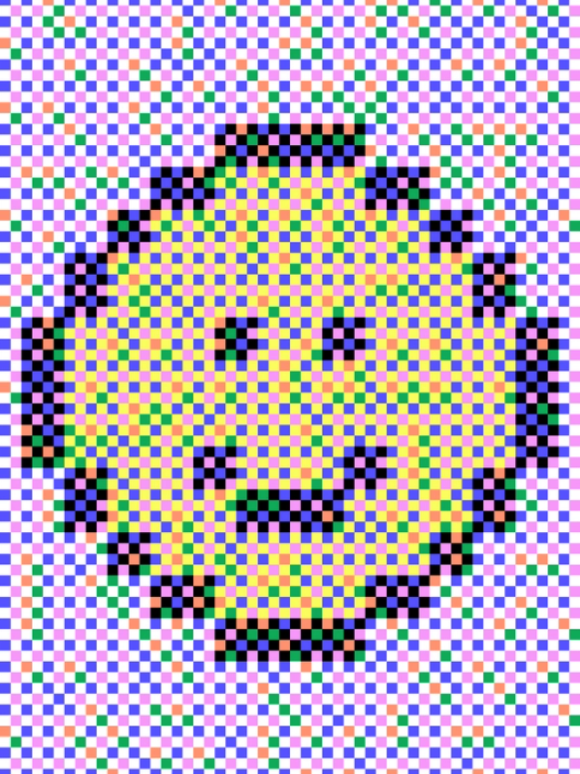 An illustration of a smiley face made up of pixels