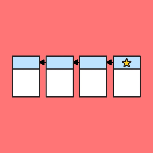 four rectangles with arrows pointing to the left