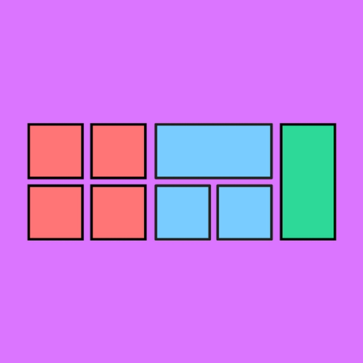 colorful shapes in a rectangular grid