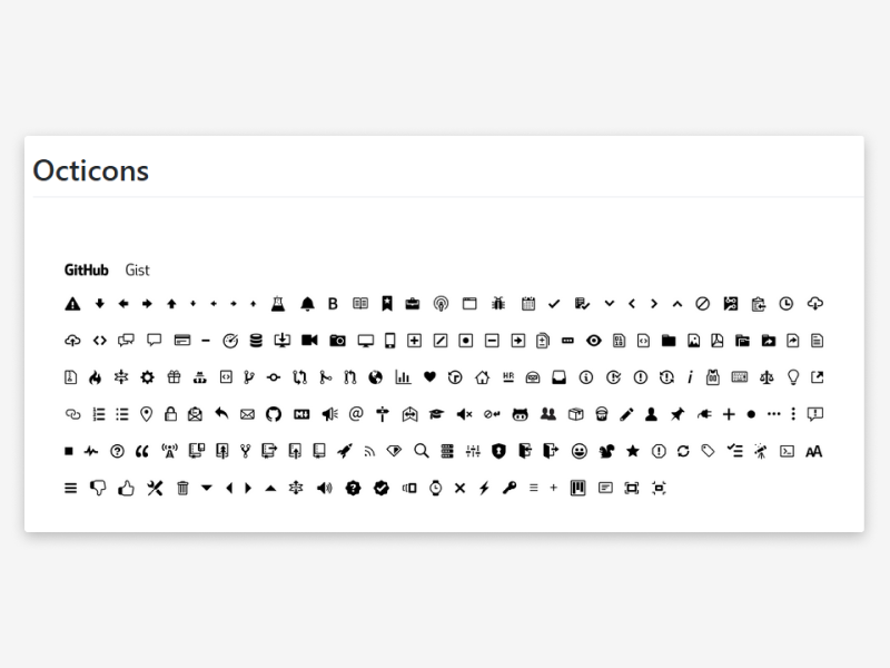 Octicons sample showing dozens of icons