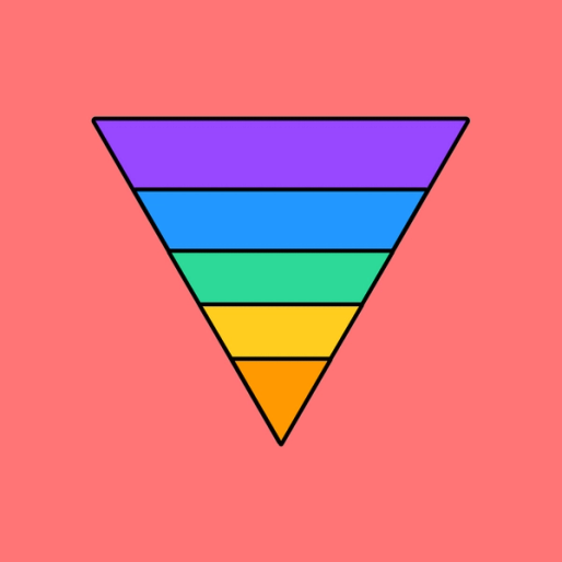 upside down multicolored pyramid shape