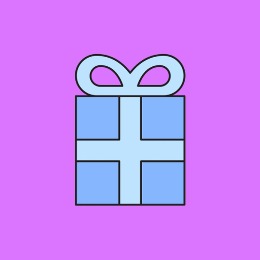 blue gift box on a purple background