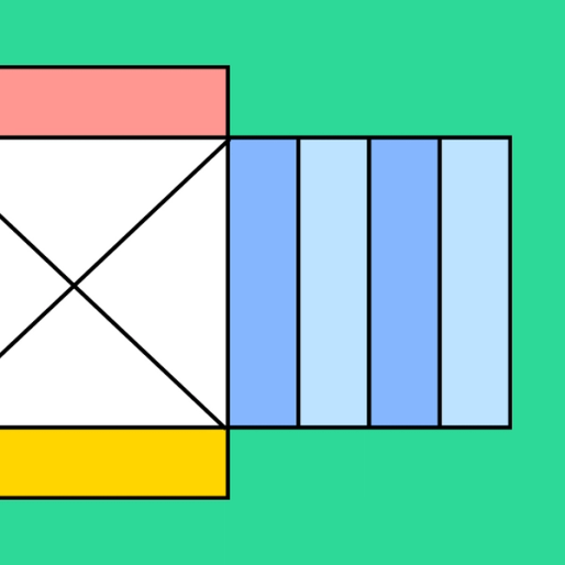 close up shot on colorful rectangle shapes over a green background