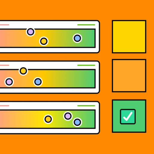 yellow, orange, and green boxes with sliding scales next to them