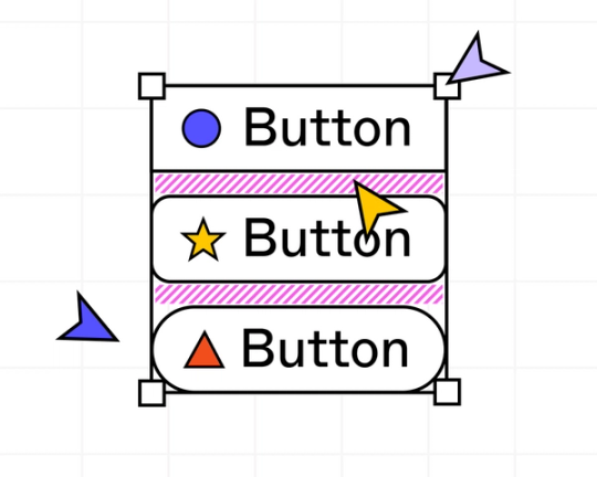 Figmaを使用して、間隔を空けて複数のボタンを並べるスタイルのモデルを作成