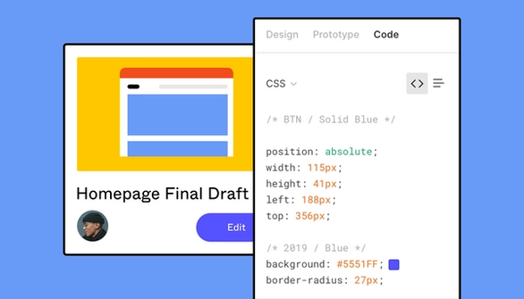 Illustration showing code-handoff tools in Figma editor