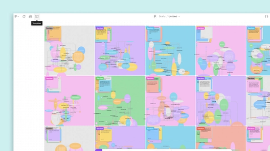 A FigJam file with tons of colorful sticky notes