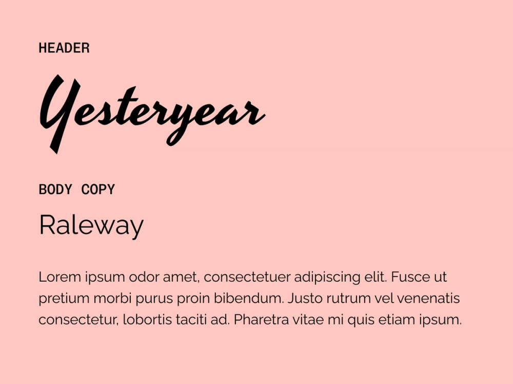 Yesteryear and Raleway wedding font pairing