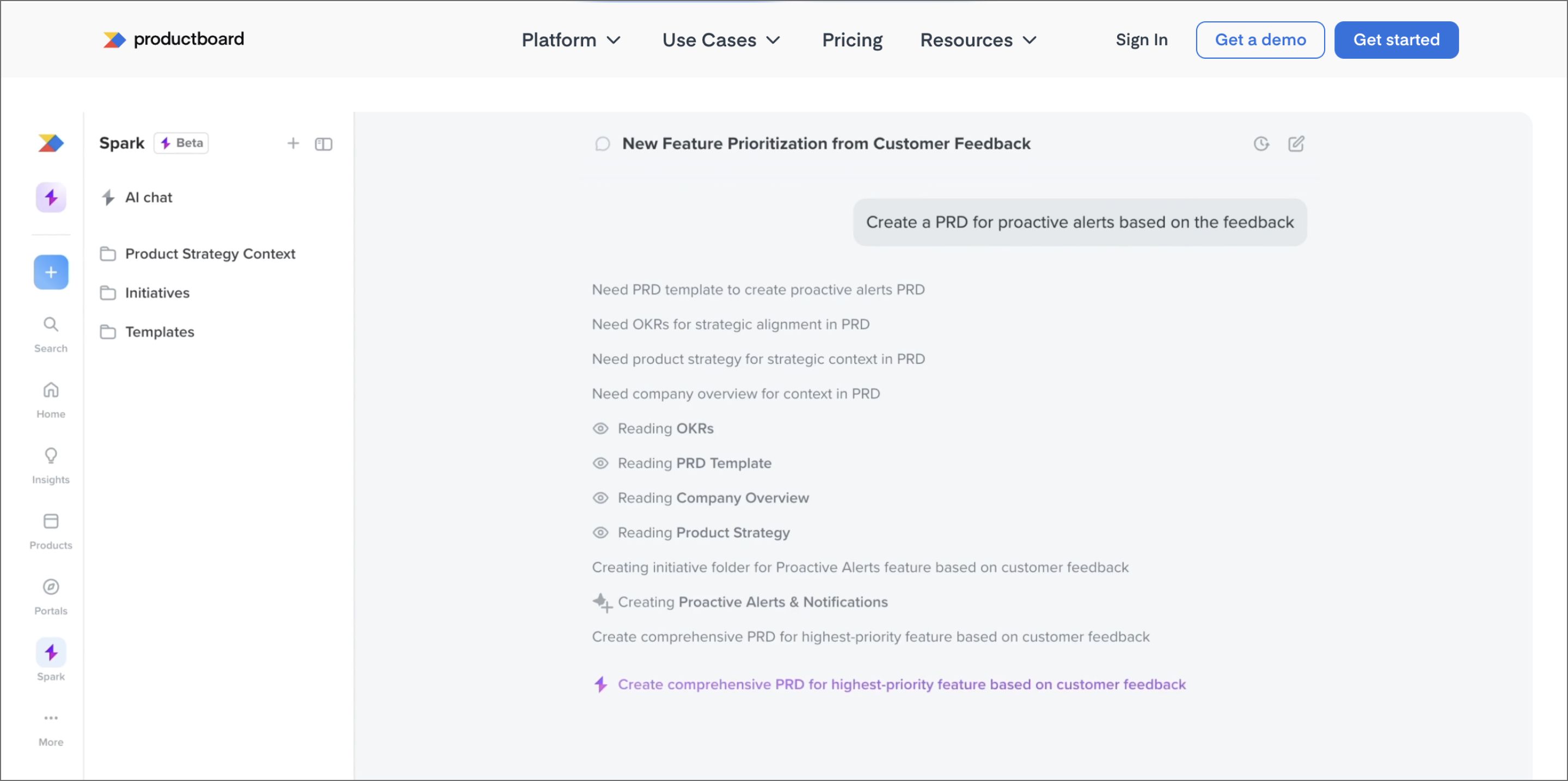 Screenshot of Productboard’s website