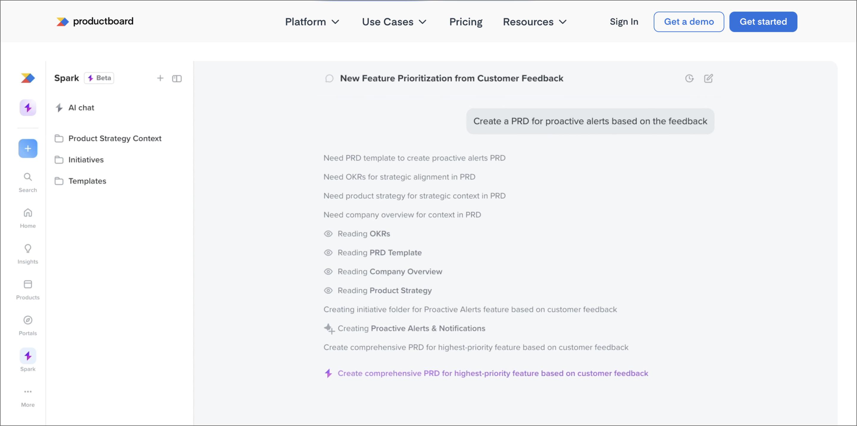 Screenshot of Productboard’s website
