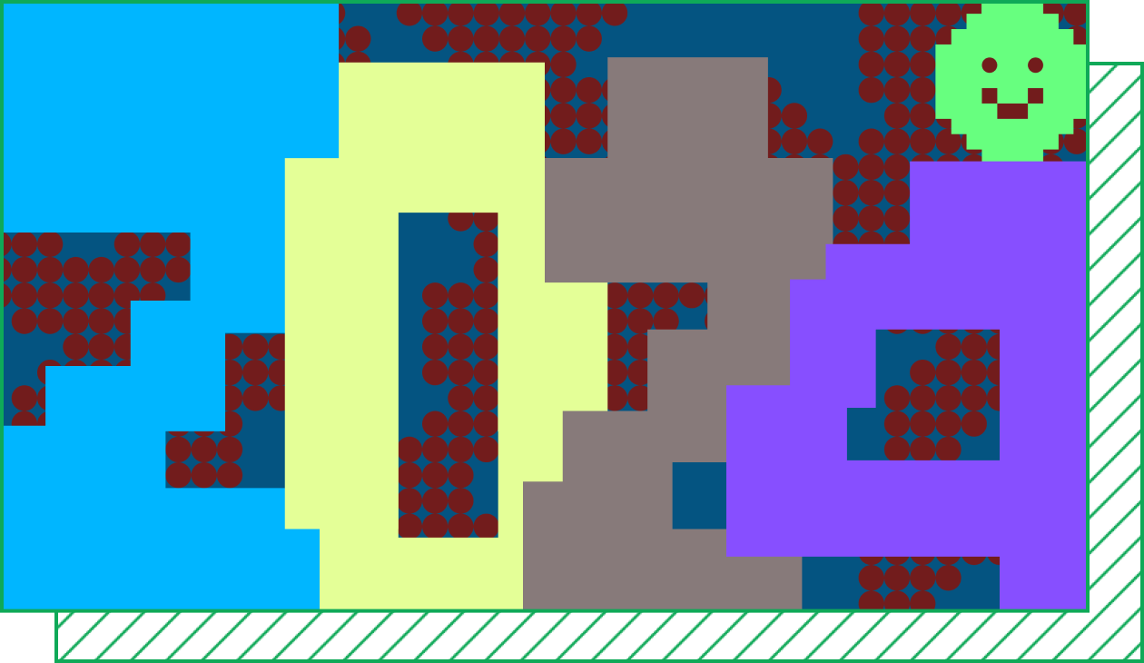 Colorful illustration of 2024 in pixelated font with a smiley face on top of 4