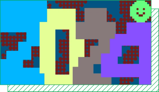 Colorful illustration of 2024 in pixelated font with a smiley face on top of 4