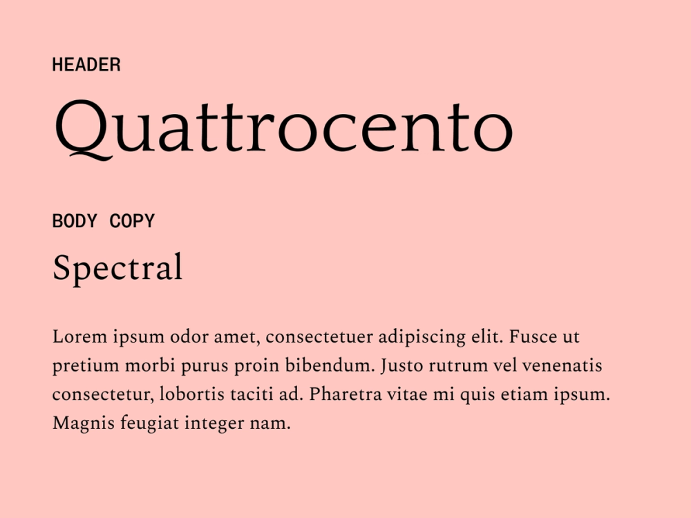 Quattrocento and Spectral wedding font pairing