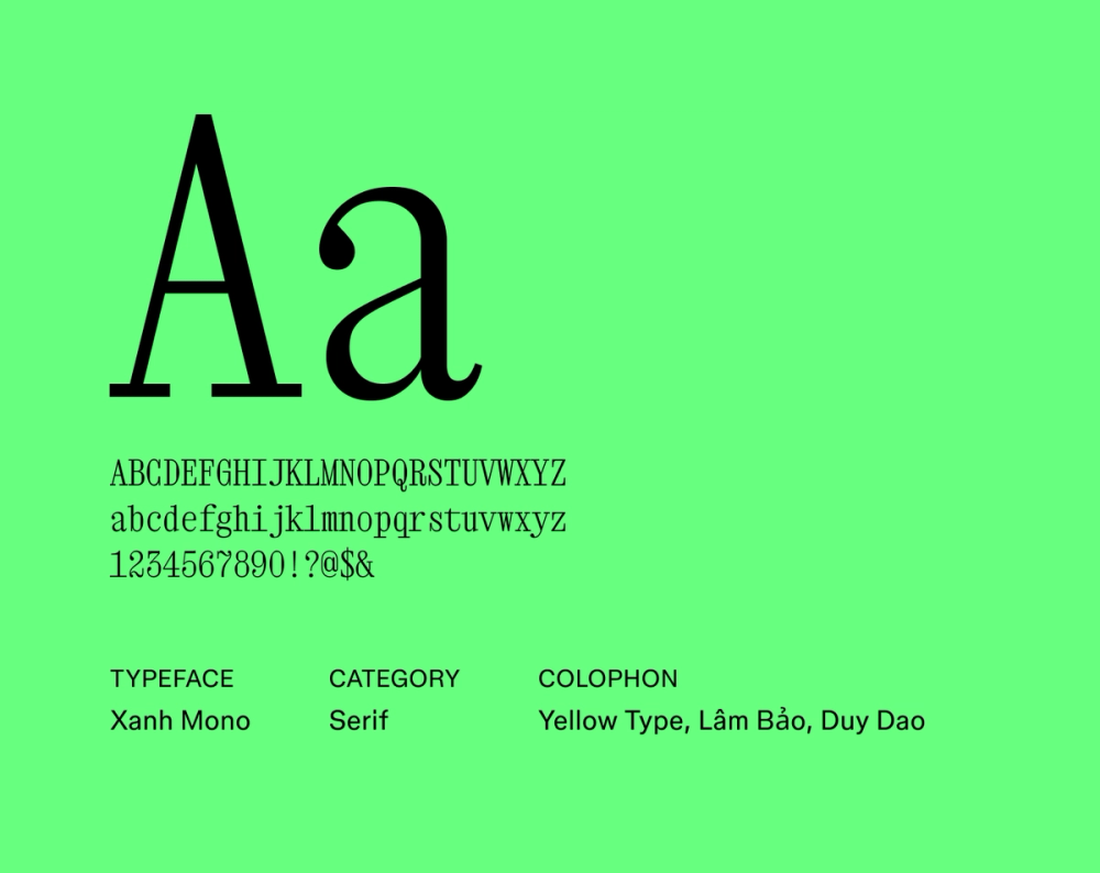 Example text showing Xanh Mono font.