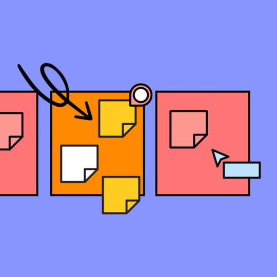 red and orange squares with FigJam's collaboration tools