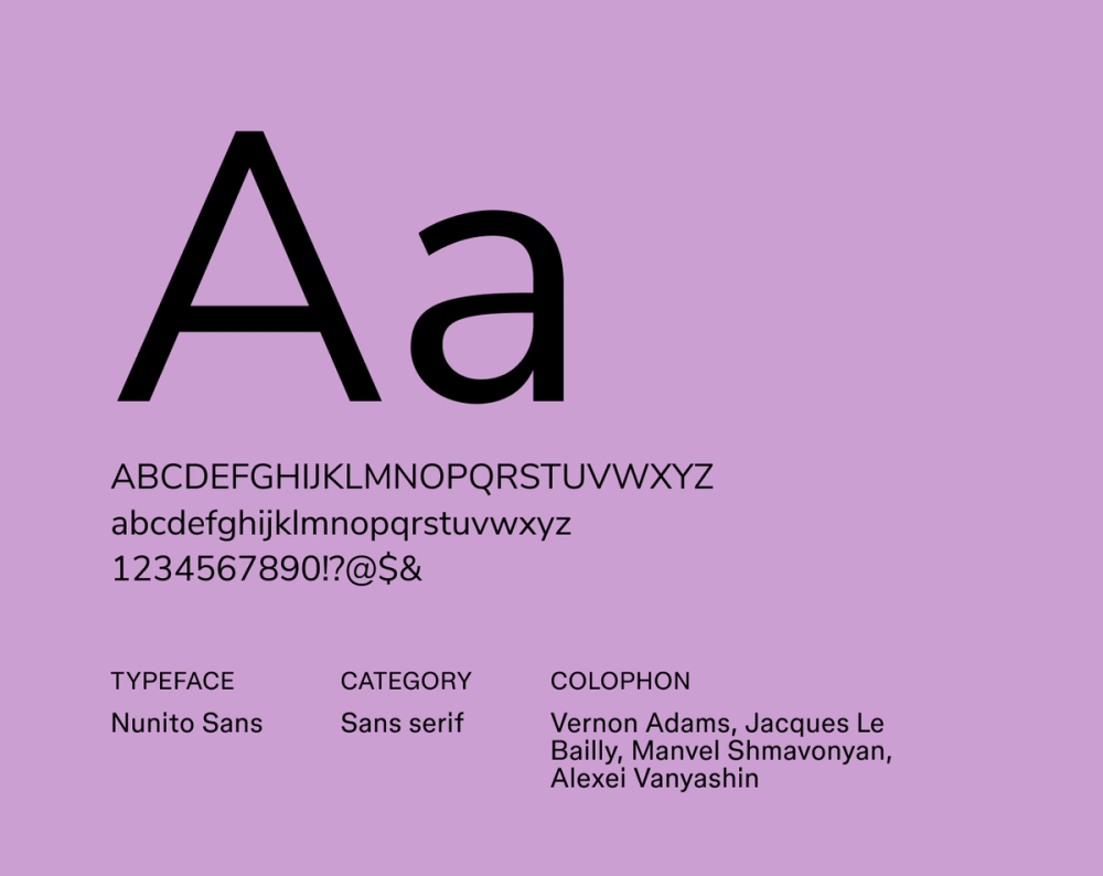 Nunito Sans resume font example.