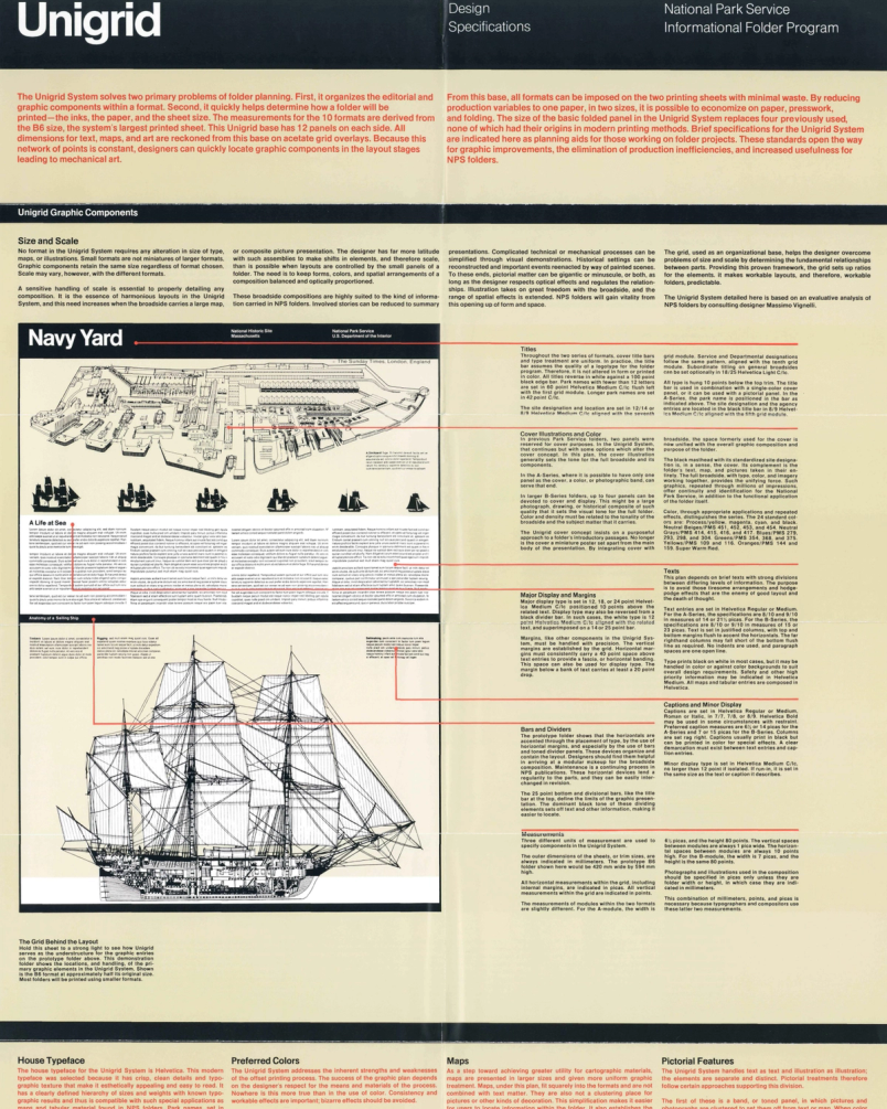 Unigrid brochure showing exemplary text and images laid out in a grid